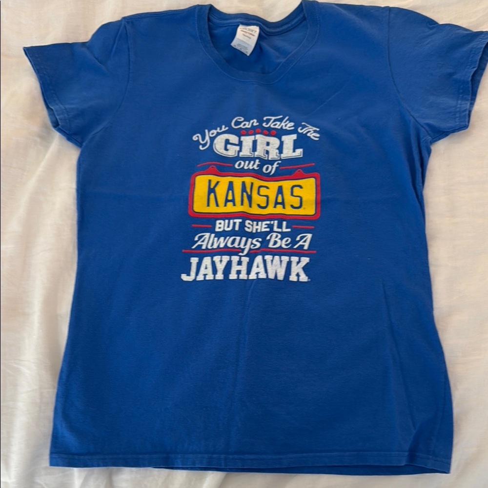 Blue Kansas Jayhawk Women’s T-Shirt Medium. Like New